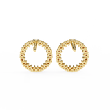 WOKE ™ Round halo VVS-F Lab Grown Moissanite Studs in 14/18k Gold