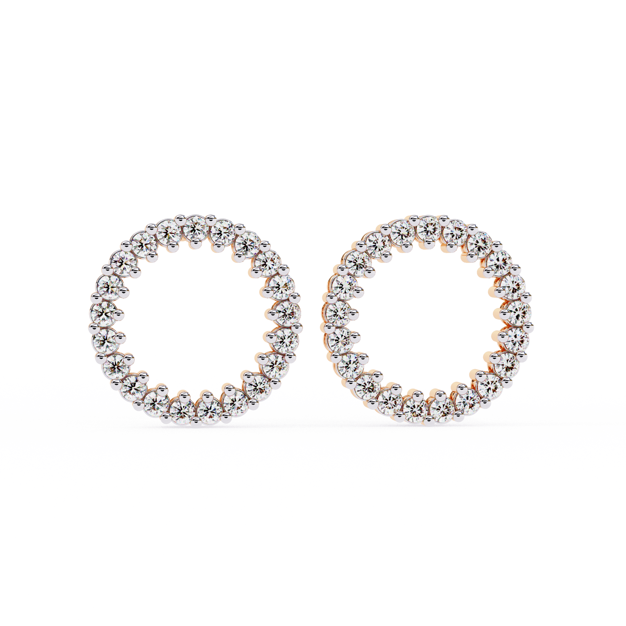 WOKE ™ Round halo VVS-F Lab Grown Diamond Studs in 14/18k Gold