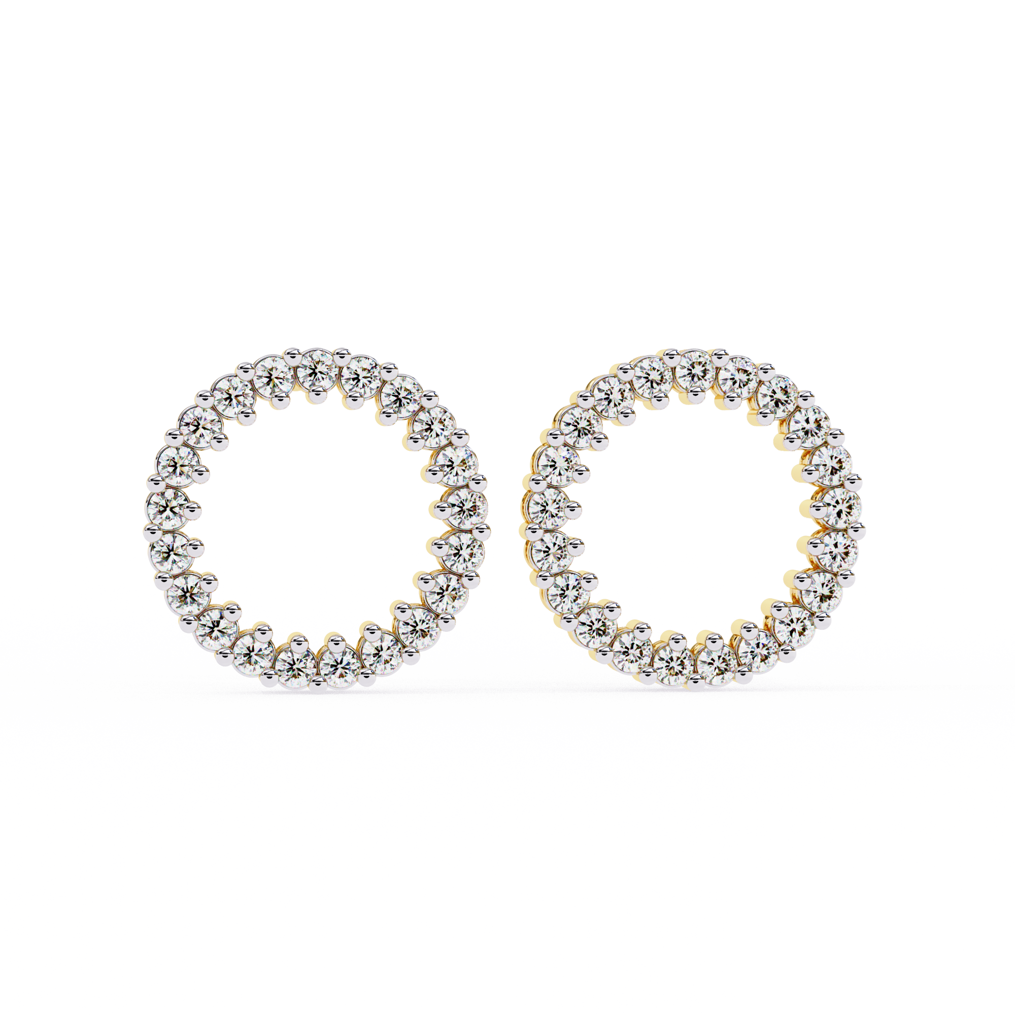WOKE ™ Round halo VVS-F Lab Grown Diamond Studs in 14/18k Gold