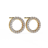 WOKE ™ Round halo VVS-F Lab Grown Moissanite Studs in 14/18k Gold