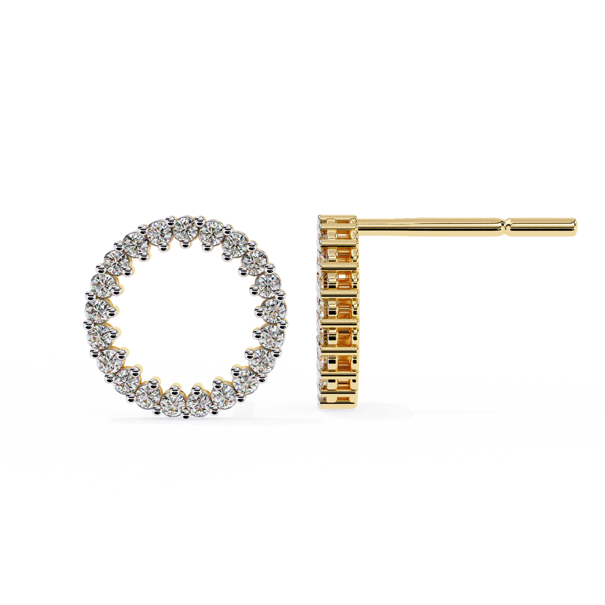 WOKE ™ Round halo VVS-F Lab Grown Diamond Studs in 14/18k Gold