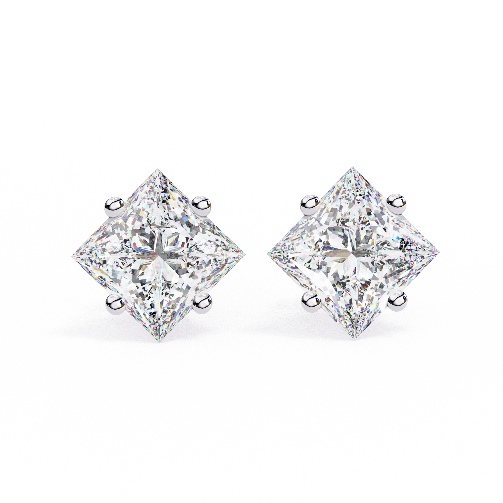 WOKE ™ 2.05 CARAT VVS-EF PRINCESS CUT Lab Grown Diamond STUDS in 14/18k Gold| WOKE