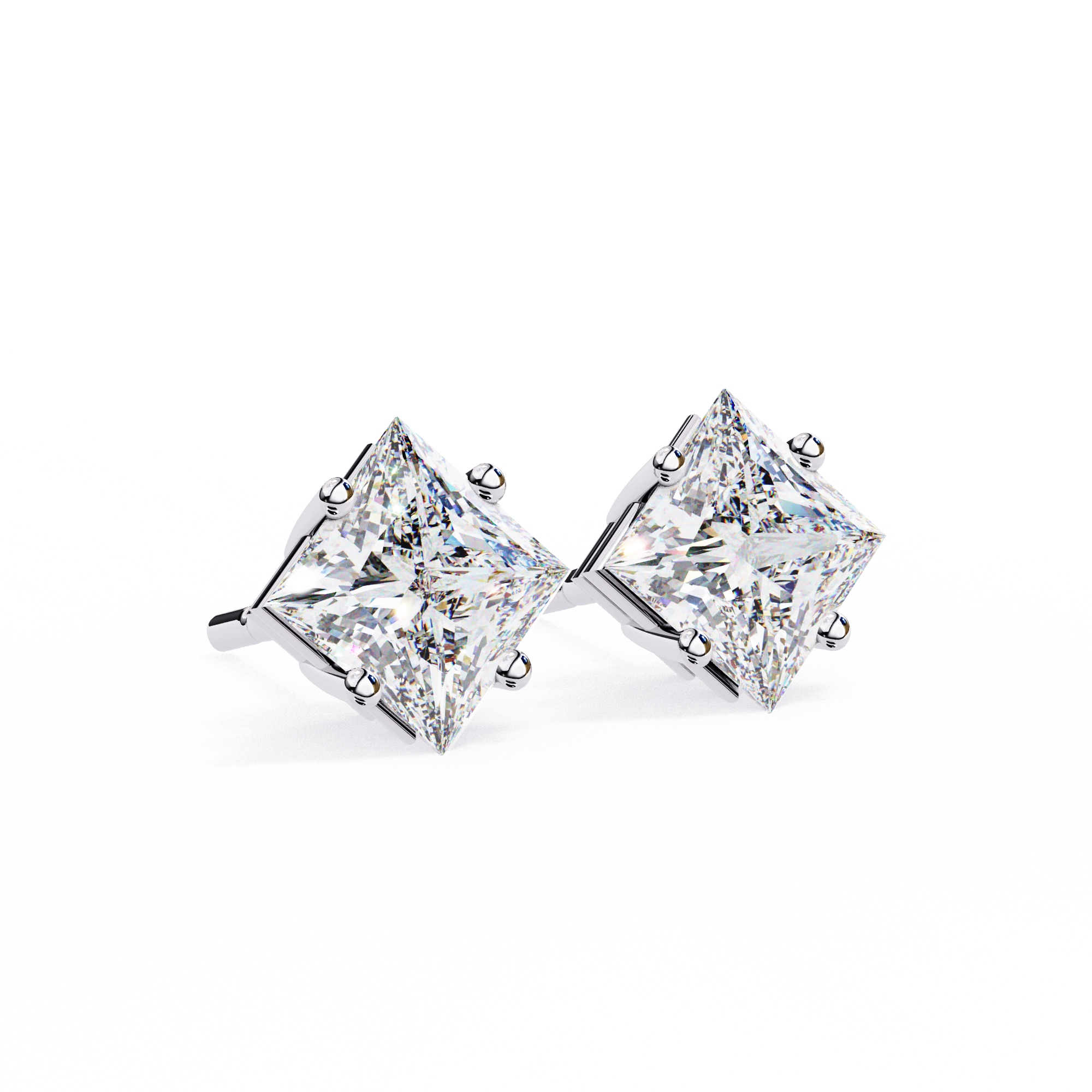 WOKE ™ 2.05 CARAT VVS-EF PRINCESS CUT Lab Grown Diamond STUDS in 14/18k Gold| WOKE