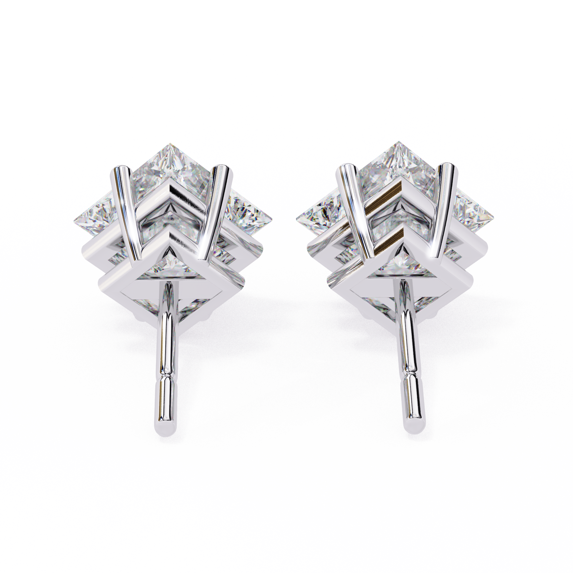 WOKE ™ 2.05 CARAT VVS-EF PRINCESS CUT Lab Grown Diamond STUDS in 14/18k Gold| WOKE