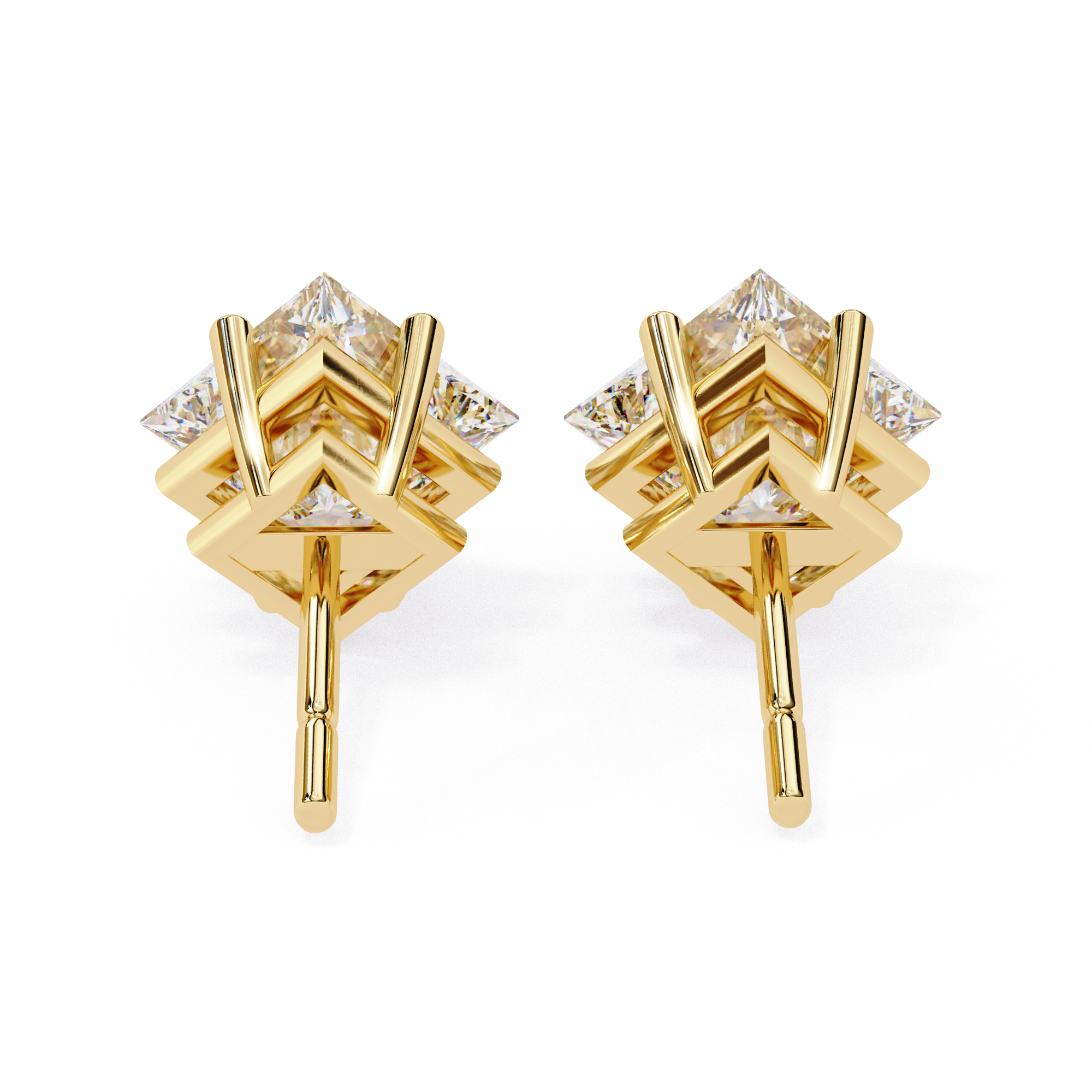 WOKE ™ 2.05 CARAT VVS-EF PRINCESS CUT Lab Grown Diamond STUDS in 14/18k Gold| WOKE