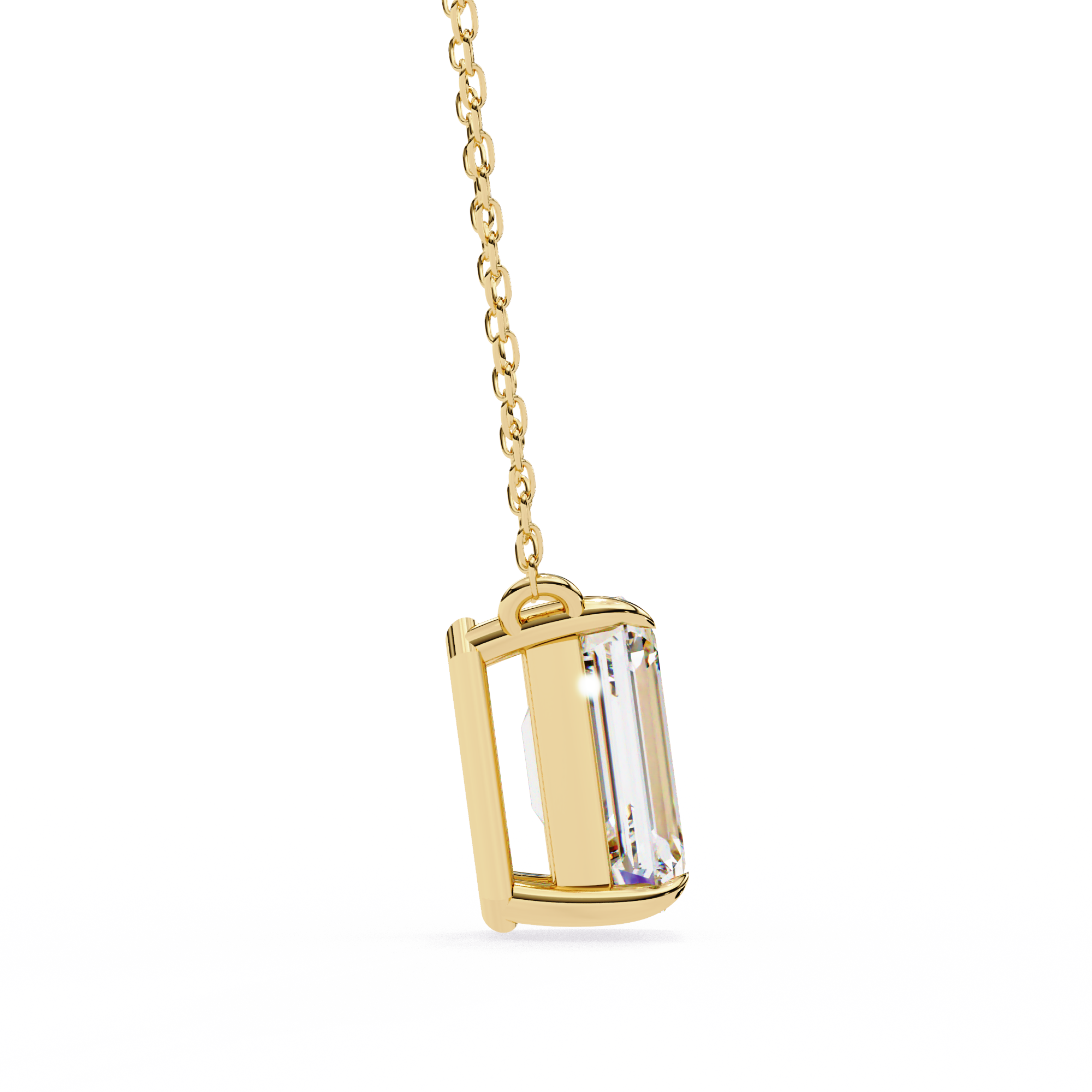 WOKE ™ VVS-F Lab Grown Diamond 1.50 Carat Emerald cut pendant Without Chain