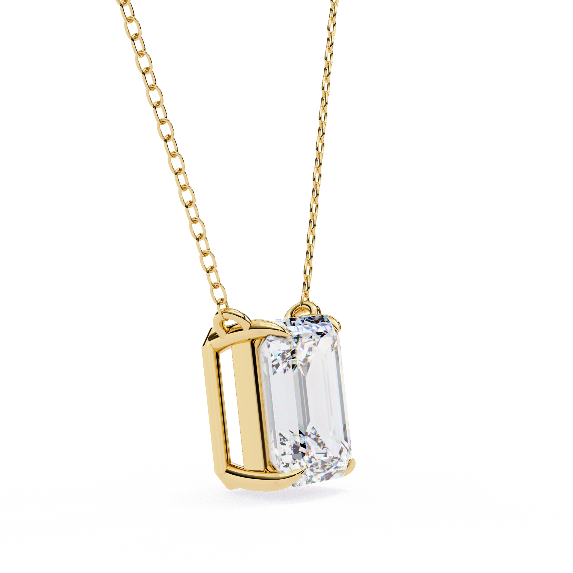WOKE ™ VVS-F Lab Grown Diamond 1.50 Carat Emerald cut pendant Without Chain