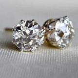 Antique 1.5 Old European Cut Moissanite Stud Earring Round Cut with GIA Certificate Gold Material| WOKE