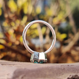 Antique 1.5 CT Portuguese Cut Cyan Blue Moissanite Engagement Ring, Solitaire Ring| WOKE