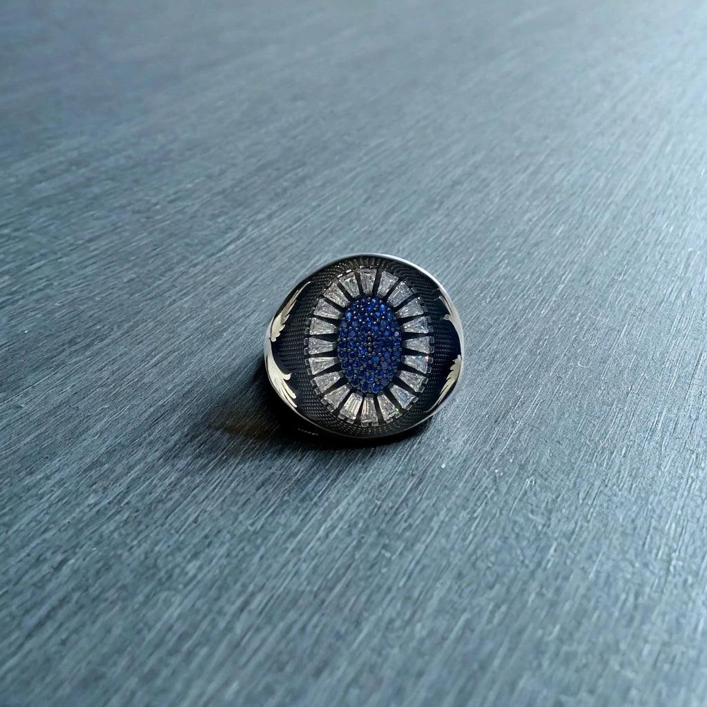 Men's 925 silver turkish Sapphire Bagutte ring