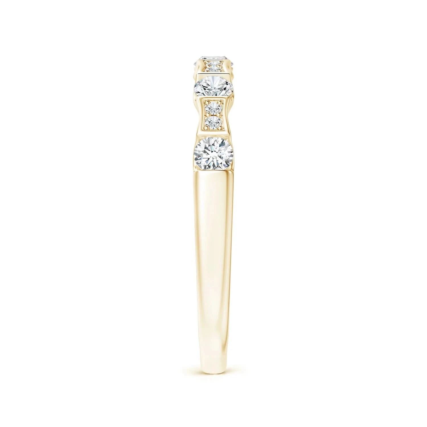 Lab-Grown-Bar and Pave-Set Diamond Bow Tie Station Wedding Ring| WOKE