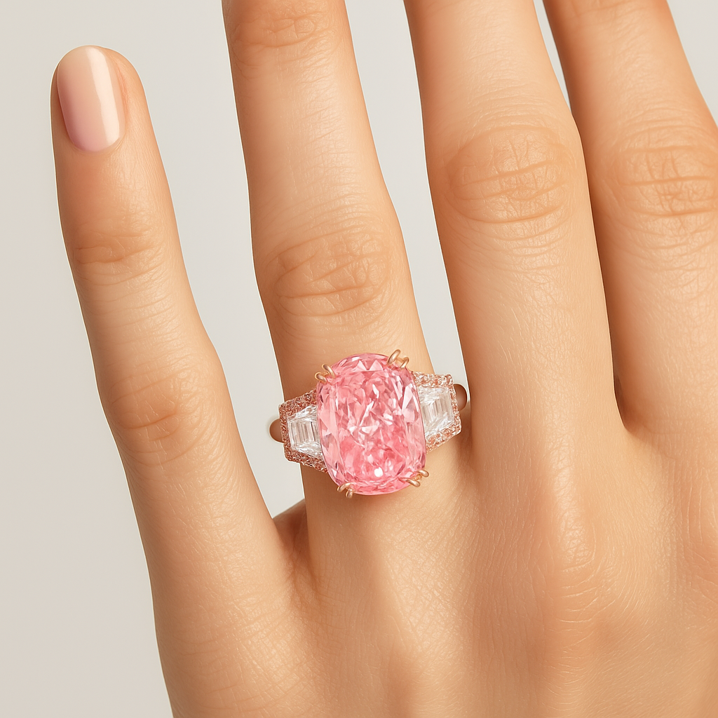 4CT Magnificent Fancy Vivid Pink moissanite Ring