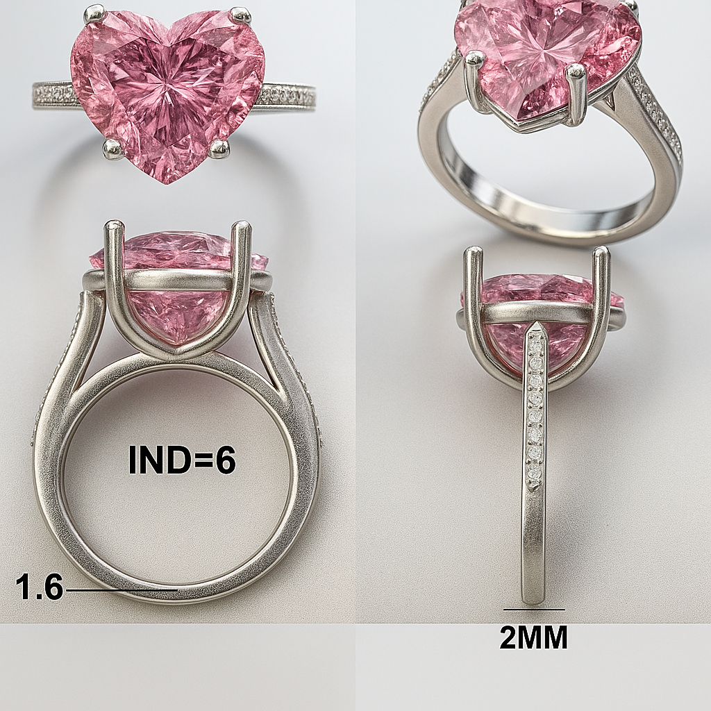 6CT Fancy Vivid Pink Heart moissanite Ring