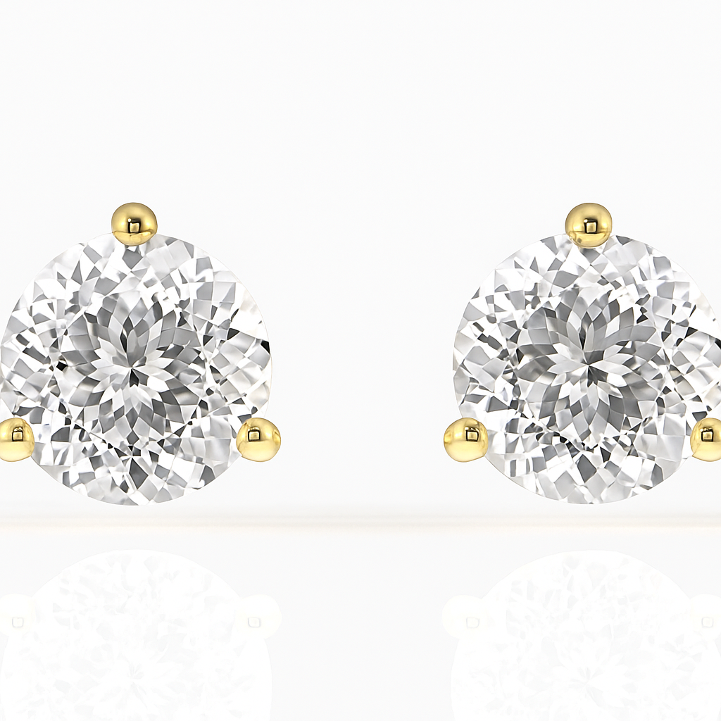 1 carat Portugese cut Moissanite ear studs | 925 sterling silver