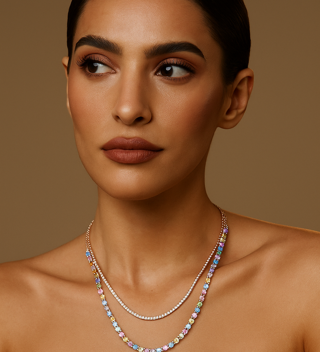 Dual line multi sapphire necklace | WOKE 🌈