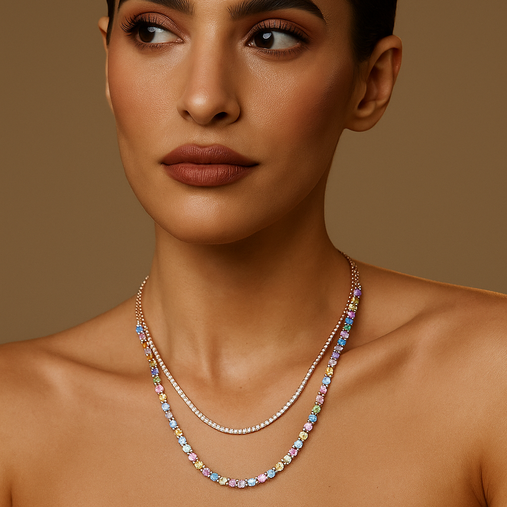 Dual line multi sapphire necklace | WOKE 🌈