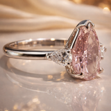 WOKE EXCLUSIVE| 3 CT PEAR CUT PINK MOISSANITE RING