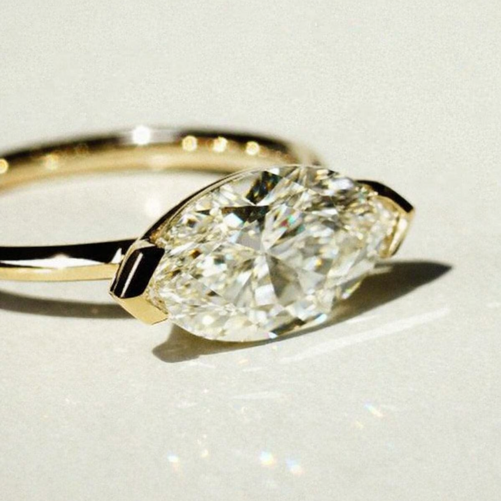 2 CT East West  Marquise Cut  set Mossonite Ring | WOKE (Copy)
