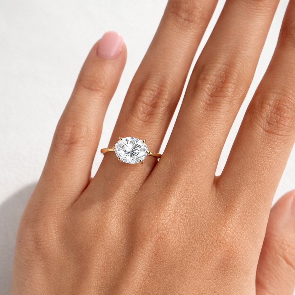 East West 2 CT Oval cut moissanite ring | WOKE