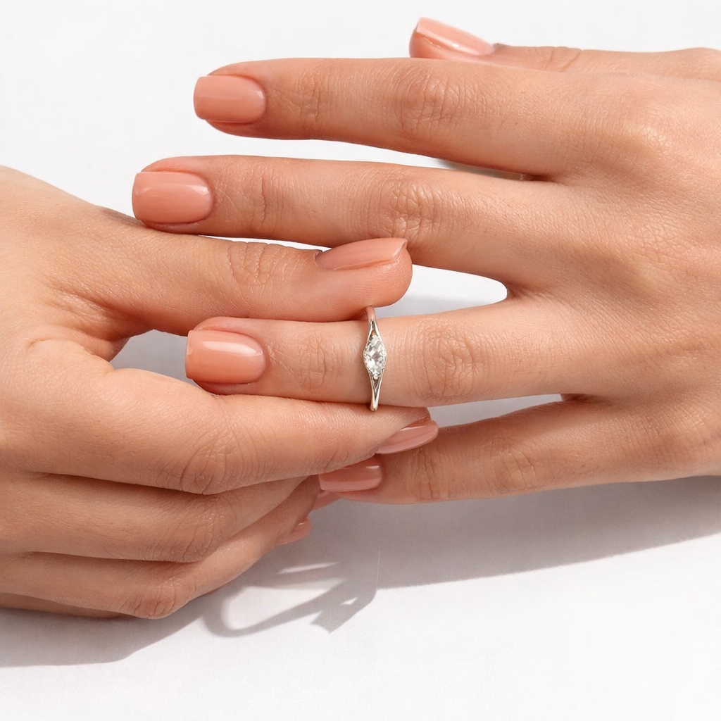 East West 0.5 CT Marquise cut moissanite ring | WOKE