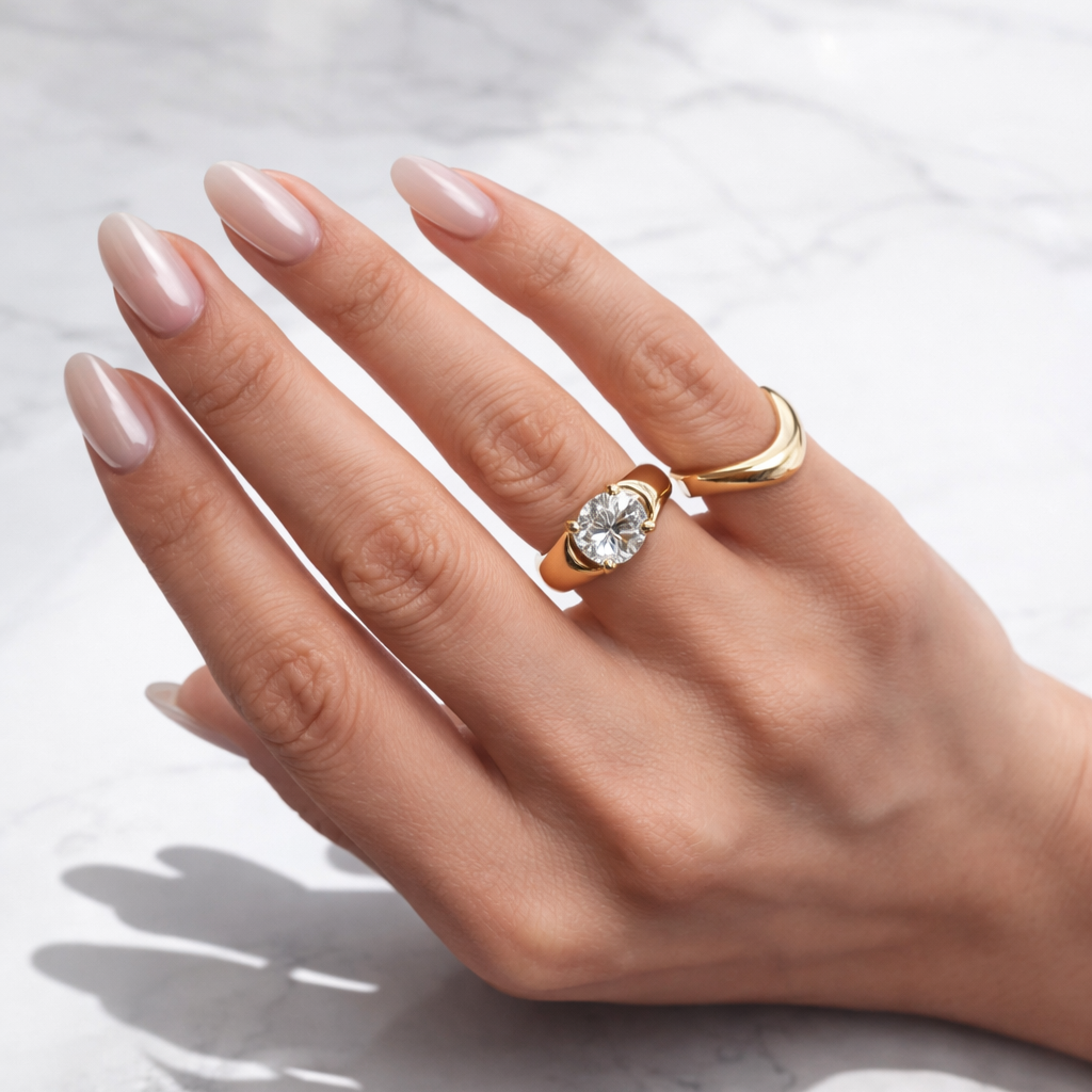 East West 2 CT Oval cut Bezel set moissanite ring | WOKE