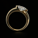 East West 2 CT Oval cut Bezel set moissanite ring | WOKE