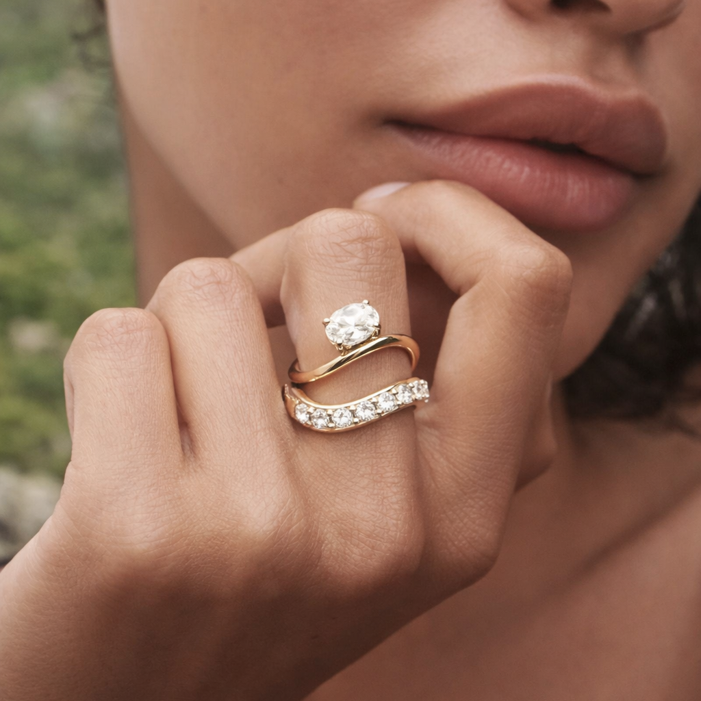 East West 1.20 CT Oval cut  moissanite ring | WOKE