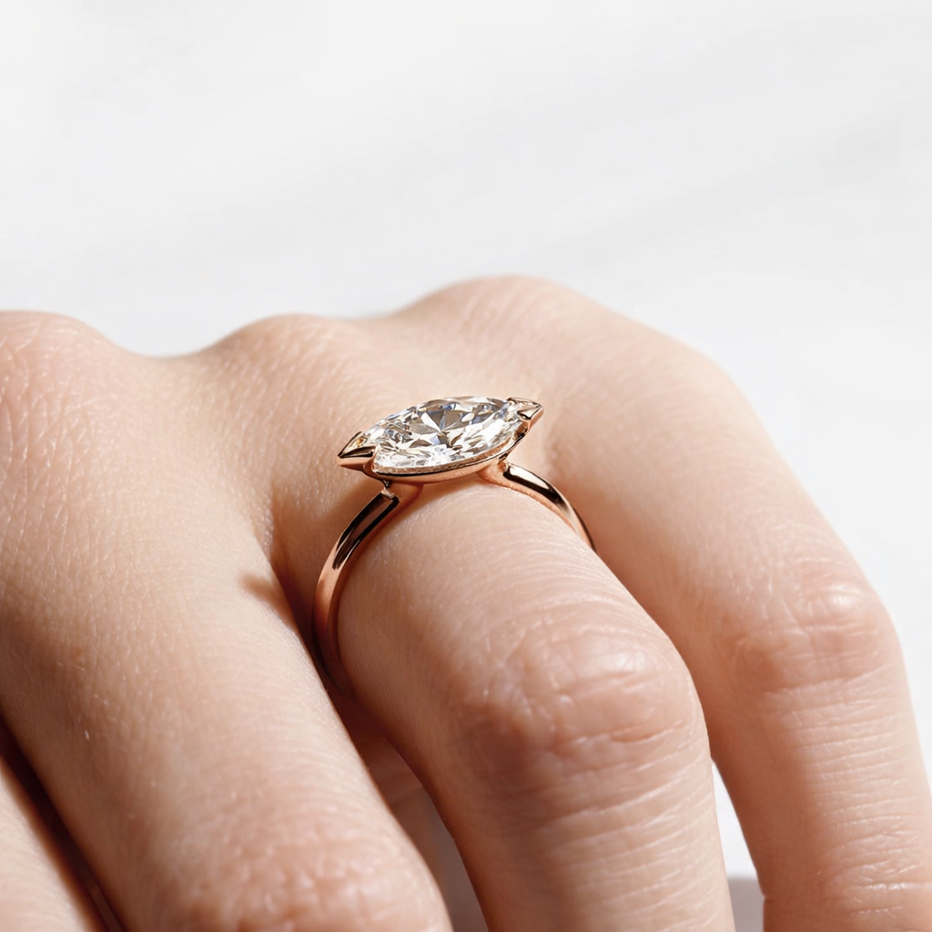 East West 2 CT  Marquise  cut  moissanite ring | WOKE