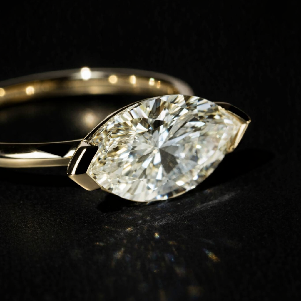 East West 2 CT  Marquise  cut  moissanite ring | WOKE