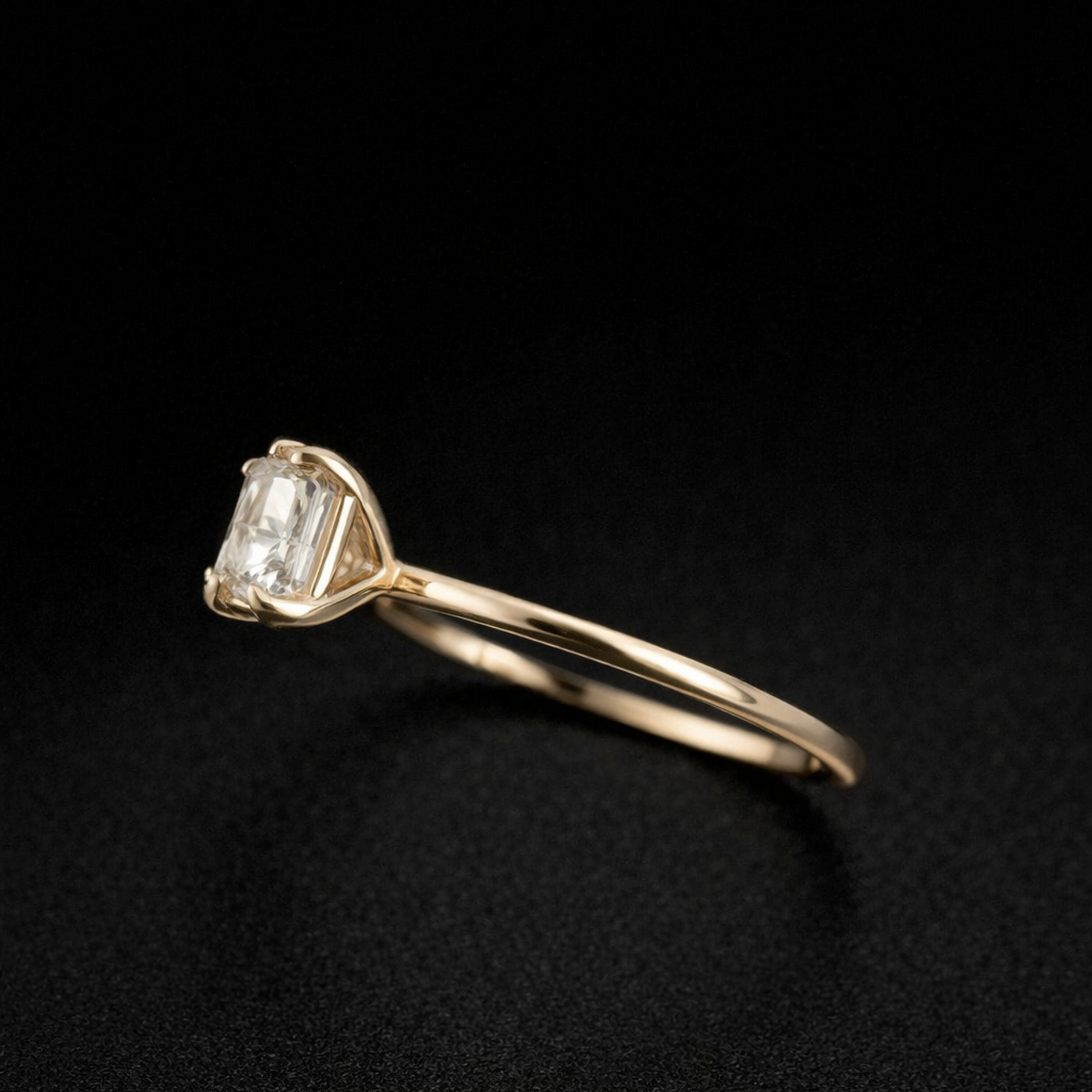 East West 3 CT  Emerald  cut  moissanite ring | WOKE
