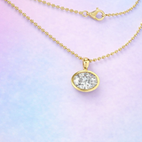 East west 3 CT Oval cut Bezel set moissanite pendant | WOKE