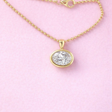 East west 3 CT Oval cut Bezel set moissanite pendant | WOKE