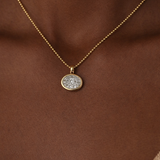 East west 3 CT Oval cut Bezel set moissanite pendant | WOKE