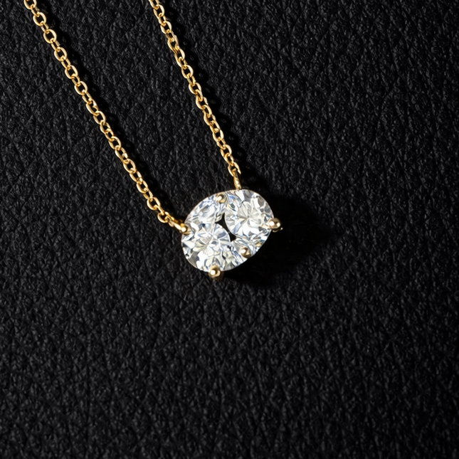 East west 0.50 CT Oval cut Bezel set moissanite pendant | WOKE