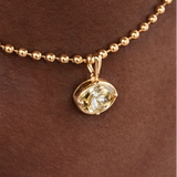 East west 4.50 CT Oval cut Bezel set yellow moissanite pendant | WOKE