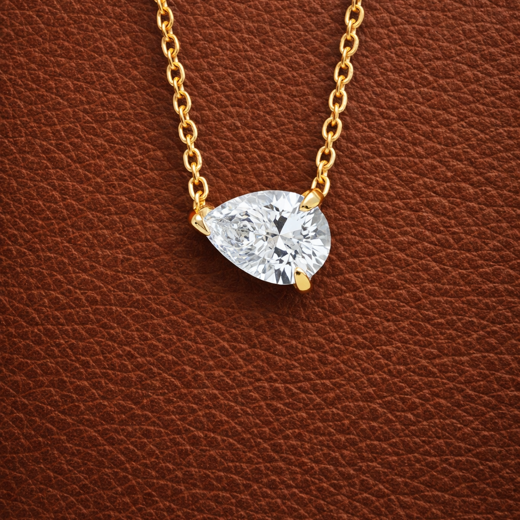 East west 1 CT Pear cut  moissanite pendant | WOKE