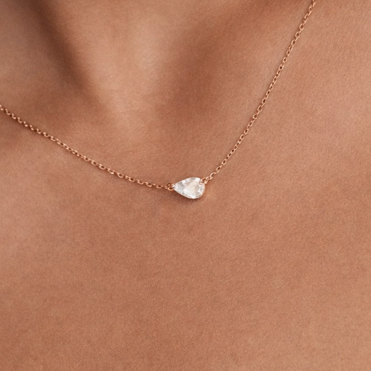 East west 1 CT Pear cut  moissanite pendant | WOKE