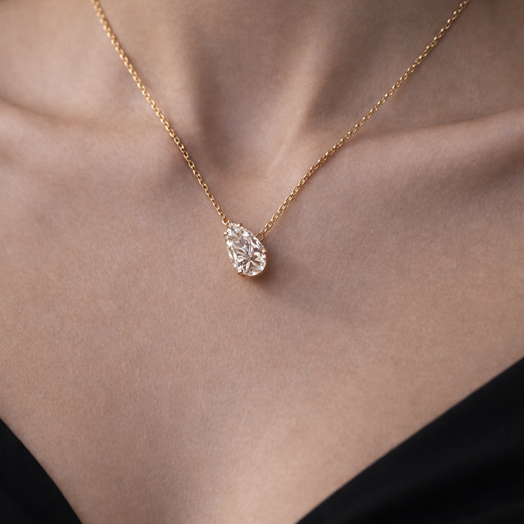 East west 1.80 CT Pear cut  moissanite pendant | WOKE