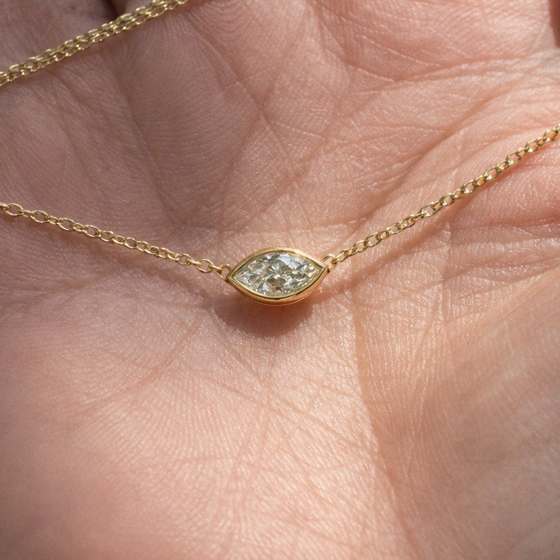 East west 1.62 CT Marquise moissanite pendant | WOKE