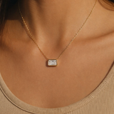 East west 2.5 CT Radiant  moissanite pendant | WOKE