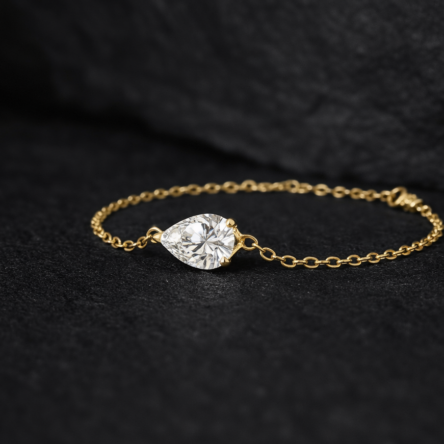 East West 1 CT Pear cut moissanite Bracelet | WOKE