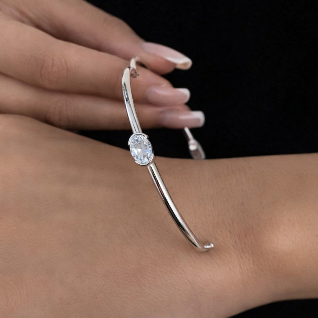 East West 1 CT Oval cut moissanite Bracelet | WOKE