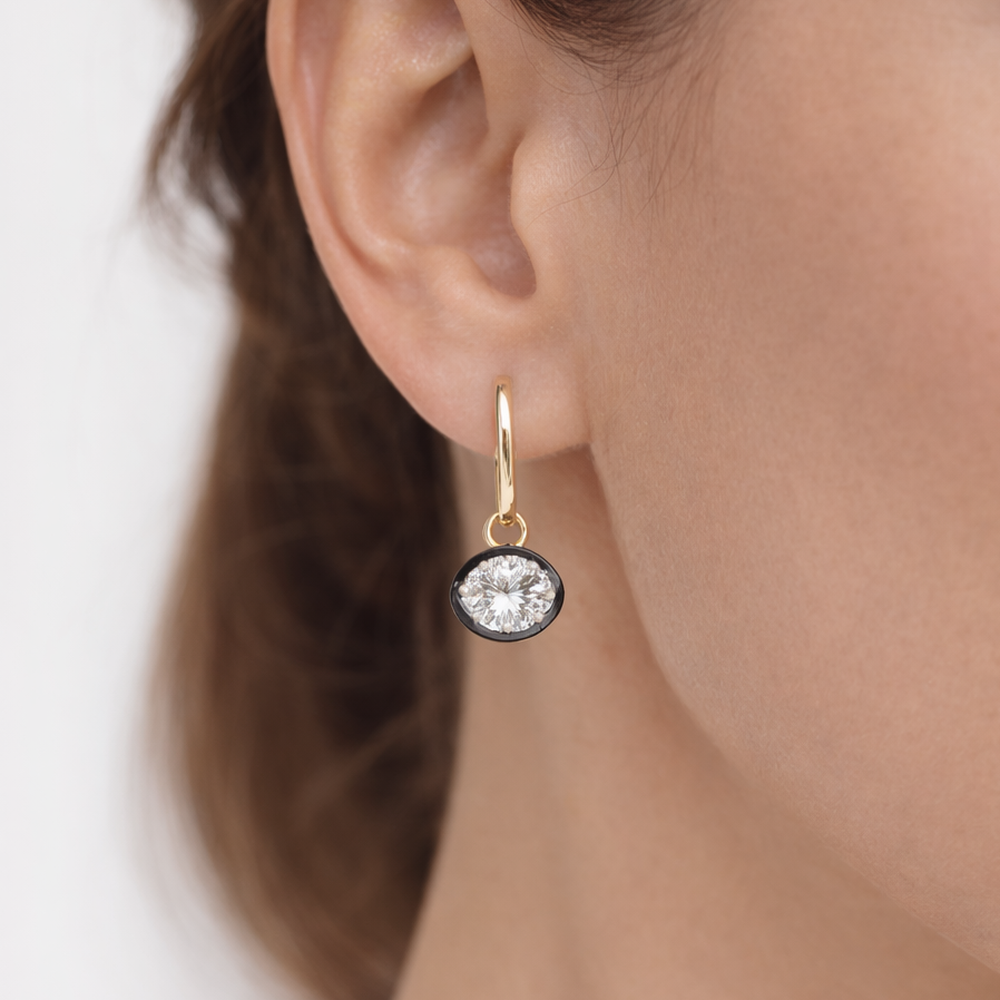 East West  Oval cut bezel set earrings| WOKE