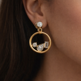 East West  Pear,baguette and round cut bezel set earrings| WOKE