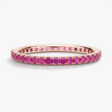 Riviera Pavé Pink Sapphire Eternity Ring In 925 Silver and Moissanite | WOKE