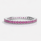 Riviera Pavé Pink Sapphire Eternity Ring In 925 Silver and Moissanite | WOKE