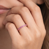 Riviera Pavé Pink Sapphire Eternity Ring In 925 Silver and Moissanite | WOKE