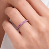 Riviera Pavé Pink Sapphire Eternity Ring In 925 Silver and Moissanite | WOKE