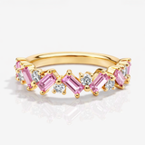 Romantic Emerald Pink Sapphire And Diamond Ring in 925 Silver | WOKE