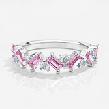 Romantic Emerald Pink Sapphire And Diamond Ring in 925 Silver | WOKE